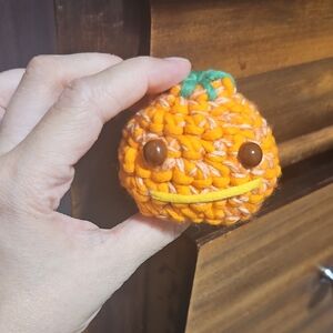 Crocheted Orange Pumpkin Keychain